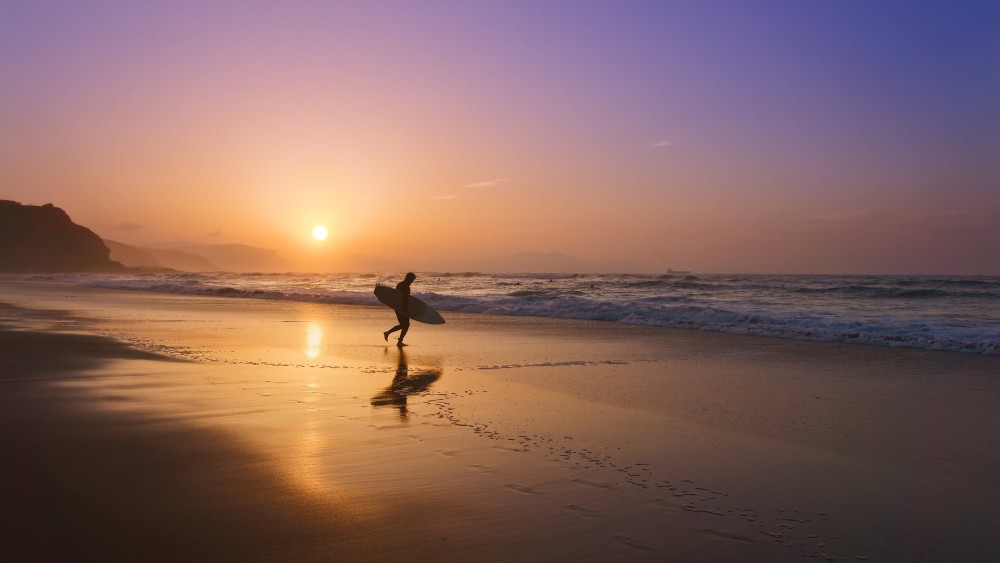 电脑桌面壁纸:唯美夕阳海滩风景