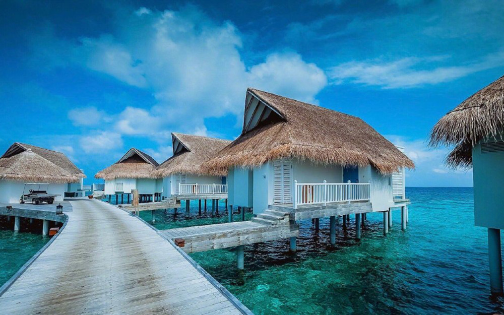 炫彩美丽的海岛风景,马尔代夫唯美大海风景壁纸