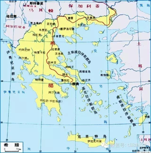 爱琴海位于希腊半岛和小亚细亚半岛之间.