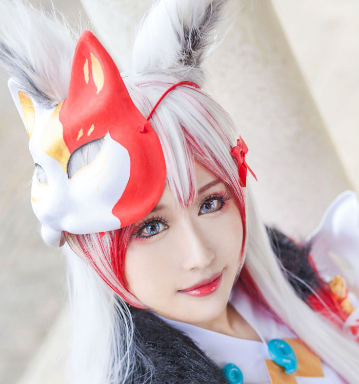 阴阳师:妖狐cosplay,小姐姐一双大眼睛,甚是迷人