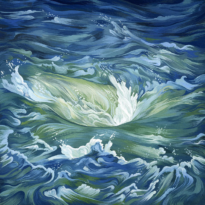画师绘画海啸的画面,插画家eric hosford