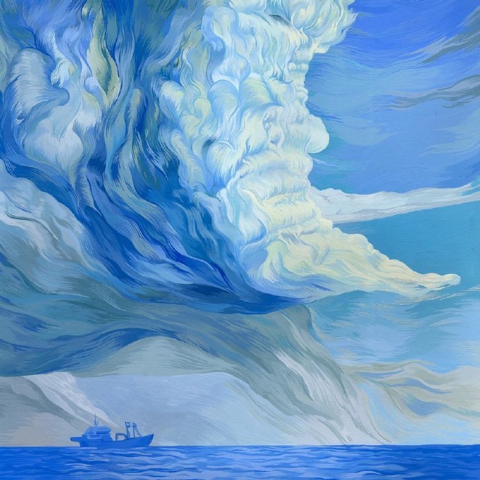 画师绘画海啸的画面,插画家eric hosford
