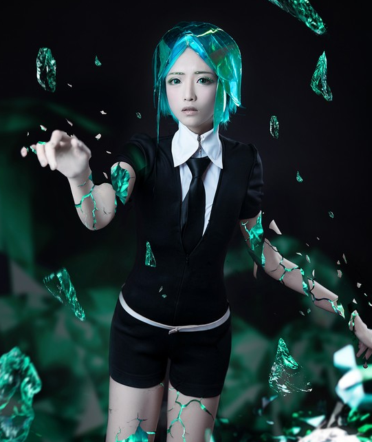 《宝石之国》磷叶石cosplay,萌萌的小姐姐,活力四射