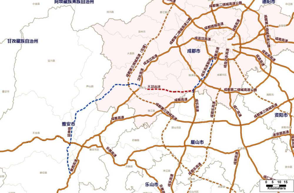 每天都要看「芦山热线」 天府新区至邛崃高速公路路线方案示意图 12
