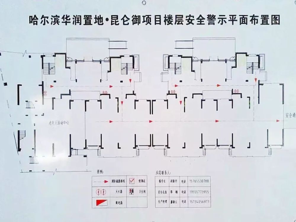 楼层安全警示疏散平面布置图