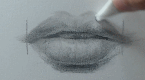 素描五官教程——25张gif图,手把手教你画好人物嘴唇