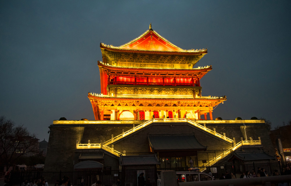 西安,钟鼓楼,西安钟楼,夜景,文物