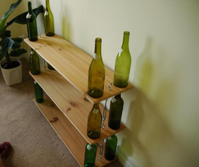 啤酒瓶,木板,书架,置物架,废物利用做家具