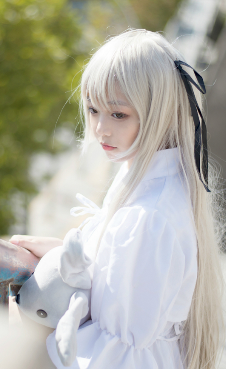 cosplay《缘之空》春日野穹,一头白发的气质美女