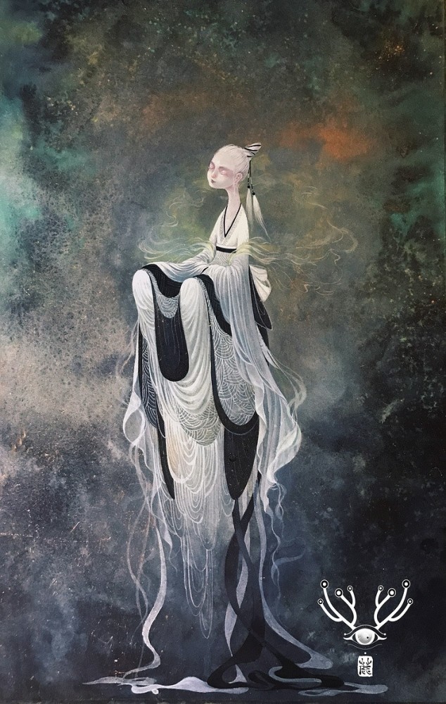 神仙画画的感觉,飘逸带风!鹿姐笔下的妖魔,都美得不可