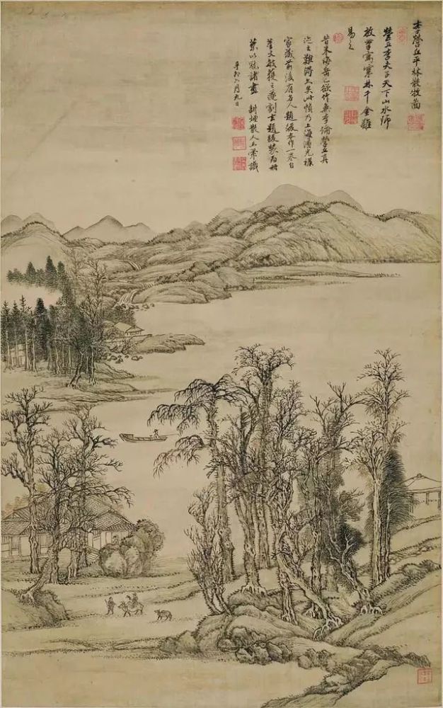 范宽,溪山行旅图,雪景寒林图
