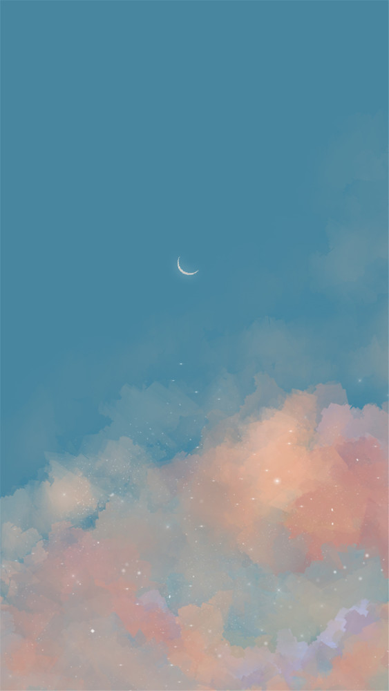 极简浪漫风壁纸:月亮会感到孤独,你和星星皆是救赎