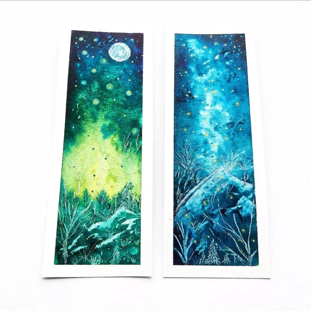 如此绚丽的手绘星空水彩绘画,她却画出了100种宇宙的样子