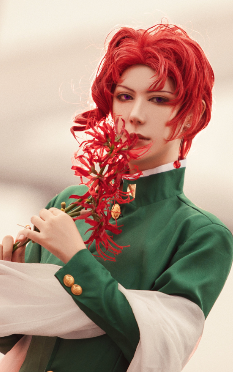 cosplay《jojo的奇妙冒险》花京院典明,红色卷发的美男子