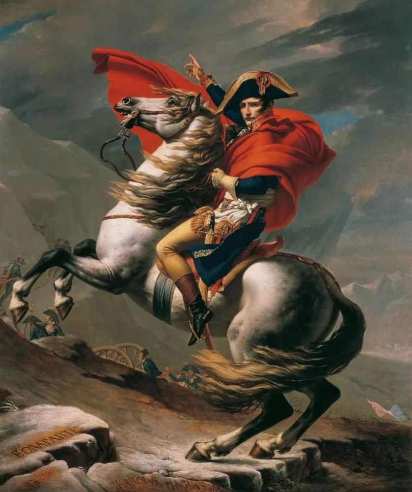 画中除了意气风发的拿破仑·波拿巴外,那匹马也相当的帅气