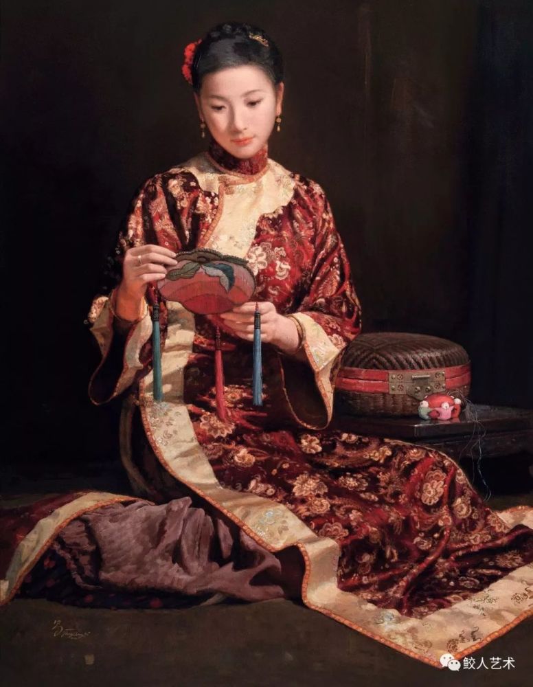 肖像画,油画,私人肖像画,旗袍,美女