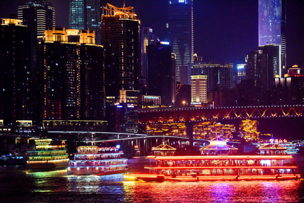 嘉陵江,游船,重庆,朝天门,夜景