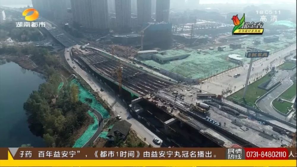 长沙湘府路快改河西段主线"牵手"湘府路大桥 预计年底