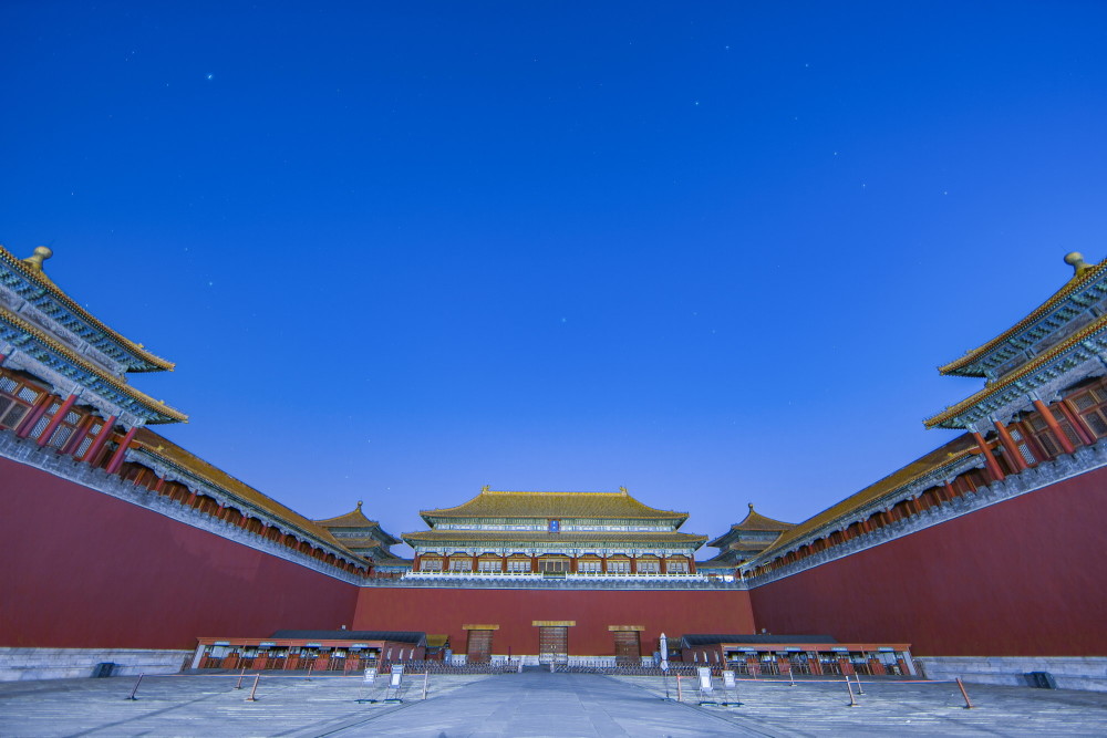 北京故宫,故宫夜景,星空星轨,北极星猎户座,故宫斜的