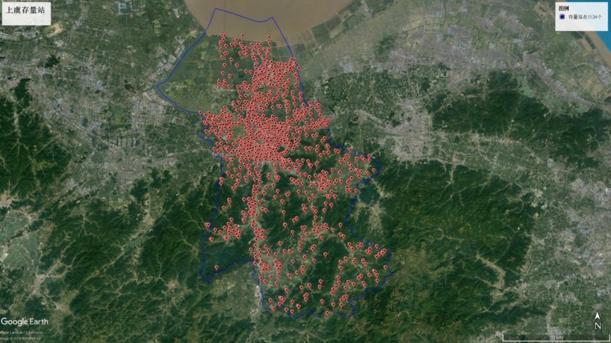 上虞区存量基站分布图