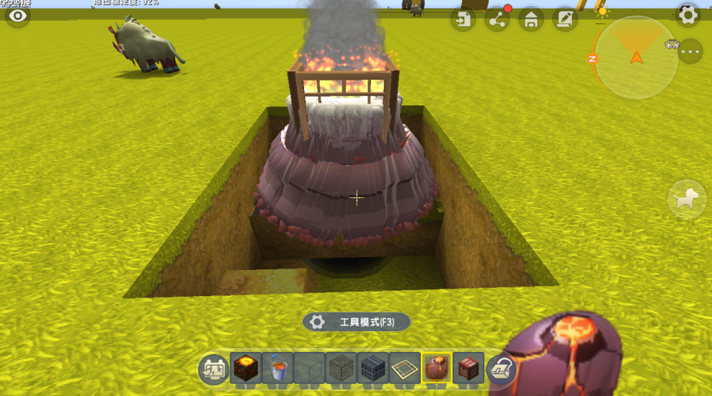 迷你世界:300个熔岩巨人组成烧烤炉,外形酷似火山,烧饭真香