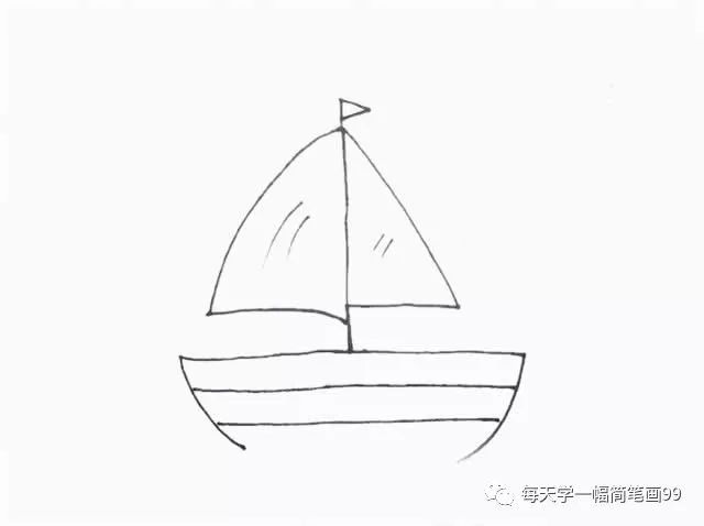 每天学一幅简笔画-用数字1画帆船简笔画步骤