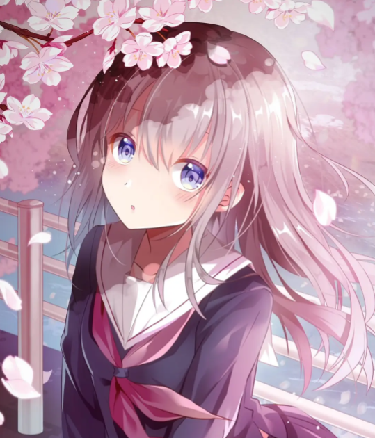 二次元樱花少女萌系甜美壁纸,画风甜美又治愈