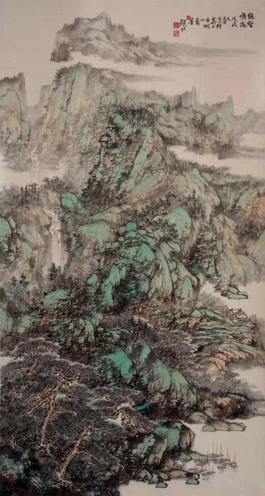 他的中国山水画,气韵生动,扑面而来