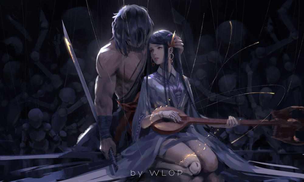 油画,saber,二次元,画家,铠甲