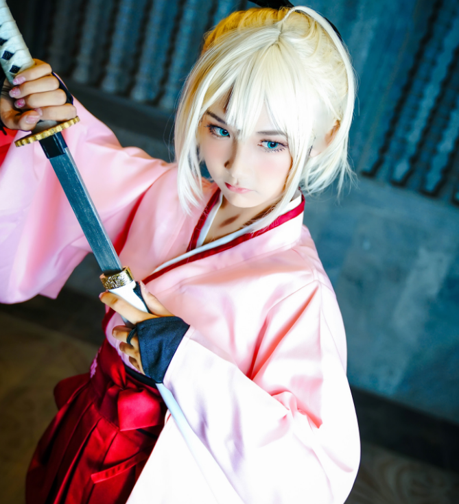 《fgo》冲田总司cosplay,要来和霸道帅气的总司比比刀法吗