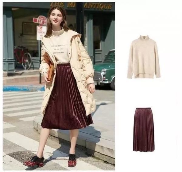 2019秋冬流行搭配之羽绒服 百褶裙