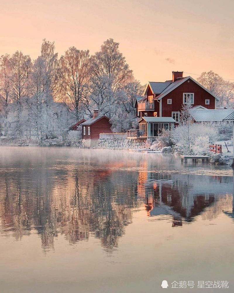 瑞典桑德博恩的美丽雪景