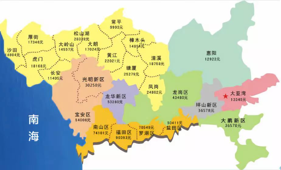 这其中最受益的便是龙岗区和坪山区,恰巧这两区都和惠州完全接壤,又