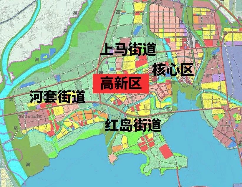 还有红岛街道,河套街道,及上马街道一部分,三者统称高新区拓展区,共