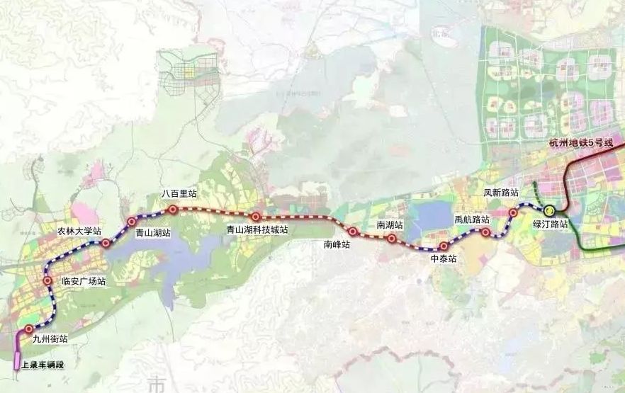 整条线路串联起未来科技城和青山湖科技城,而通过绿汀路站可换乘地铁5