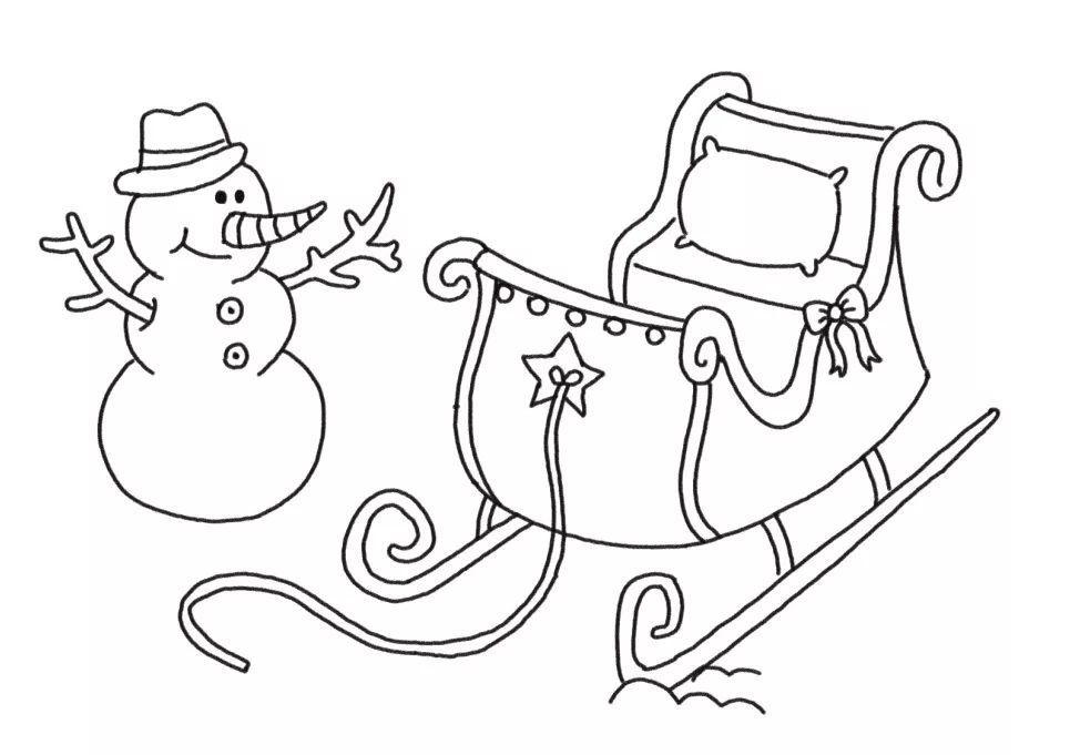 雪人,雪橇和圣诞树!美美的节日简笔画来啦