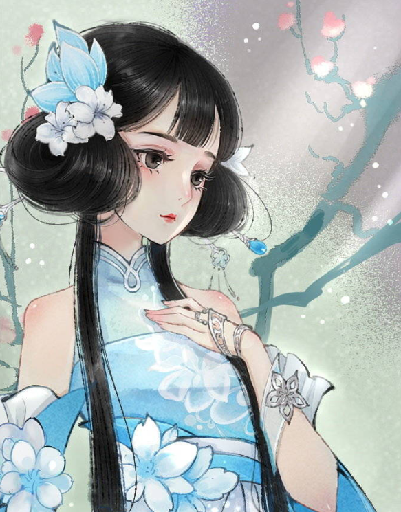 古风美人女生头像:坠花湮,湮没一朝风涟;花若怜,落在谁的指尖!