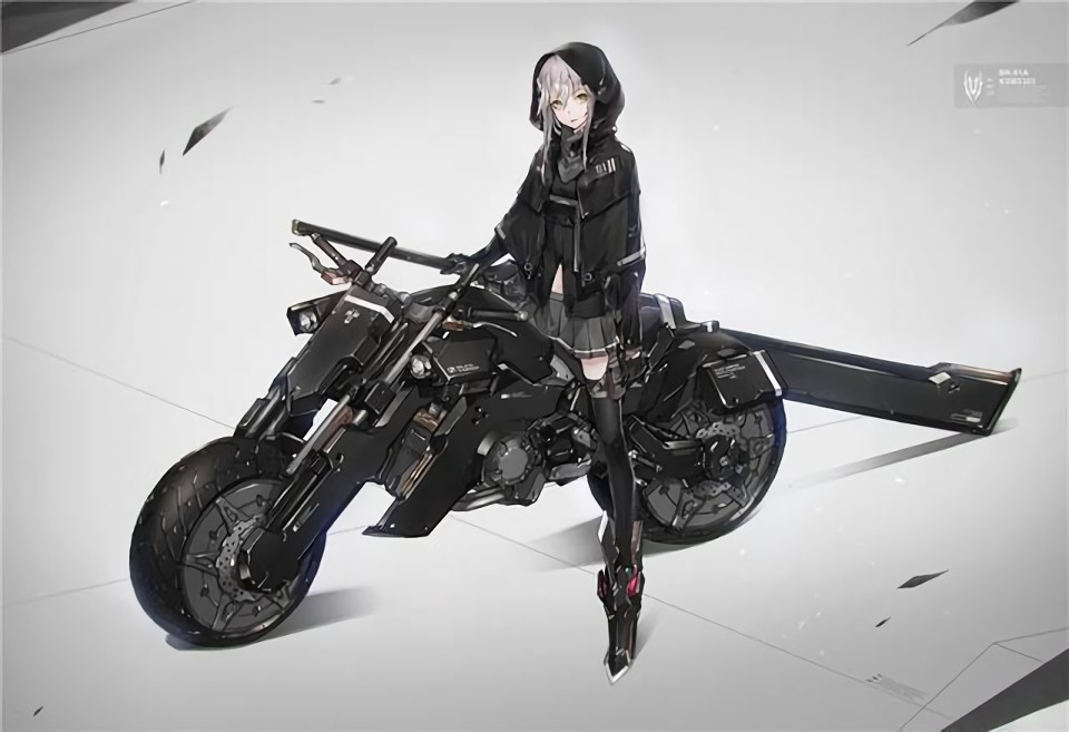少女,机车,动漫,二次元