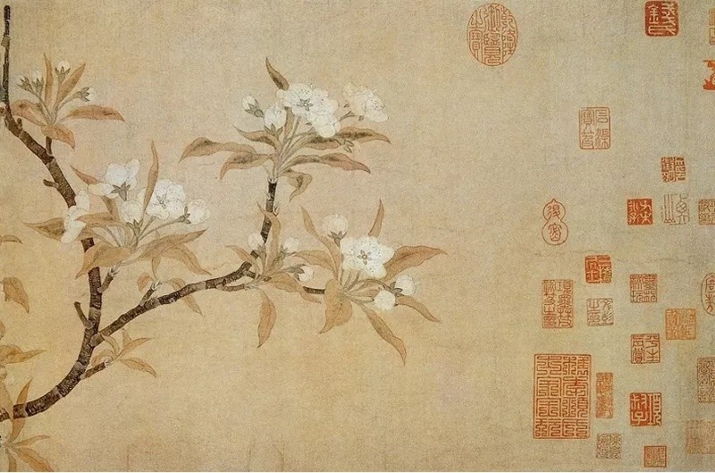 花鸟画,钱选,八花图,花鸟,绘画