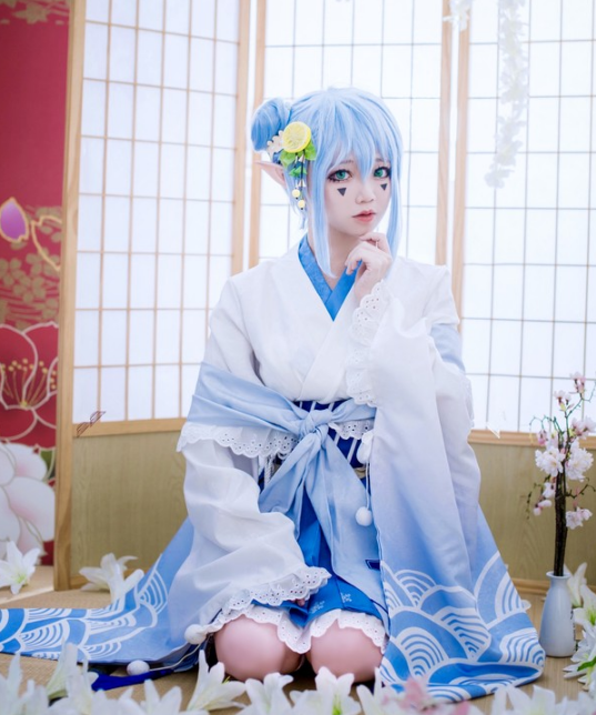 安莉洁cos,和服造型尽显气质出尘