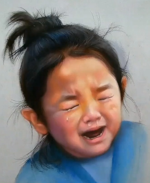美术生尝试给小女孩改画,刚开始是在哭,看到最后:怎么