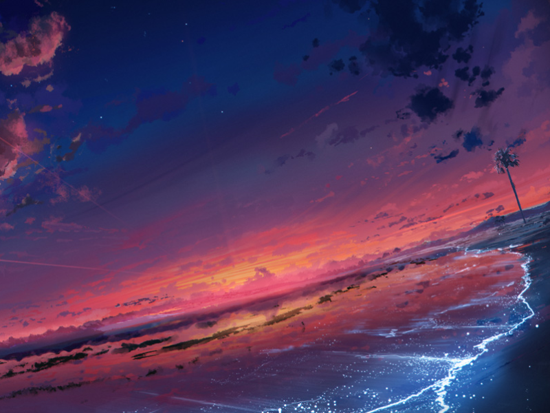 高清横版动漫场景壁纸,静谧优雅的星空,唯美动人