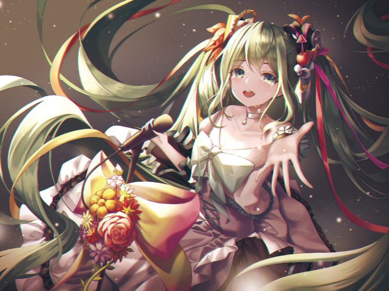高清横版动漫人物壁纸,可爱的初音小姐姐,靓丽优雅