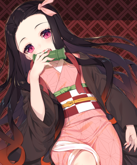 动漫《鬼灭之刃》灶门祢豆子高清壁纸,甜美可爱的女角色