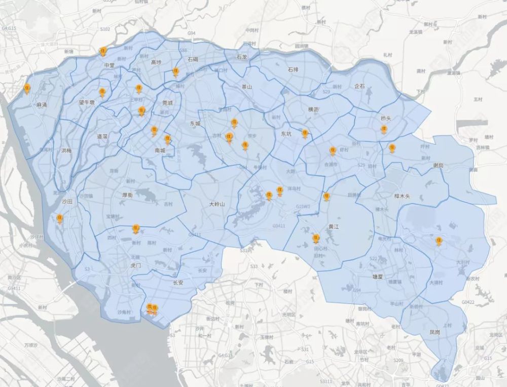 2019 年东莞市涉宅地成交分布图