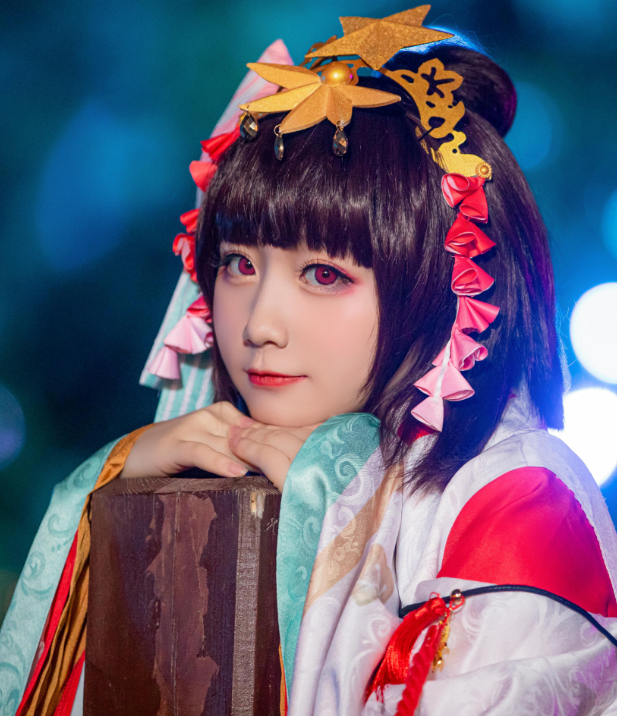 《阴阳师》小神乐cosplay,和服装扮的小姐姐清新美丽