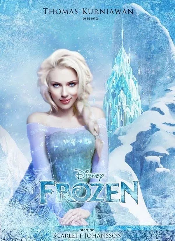 寡姐穿上了动画中的角色艾莎的衣服,化身美丽迪士尼公主!