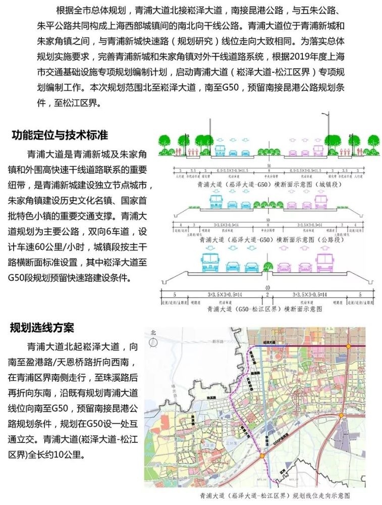 青浦大道——是青浦新城及朱家角镇 与外围高快速干线道路联系的