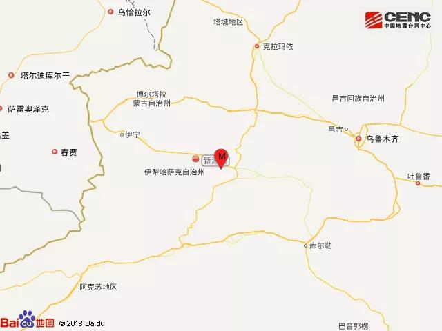 新疆伊犁州新源县发生3.4级地震