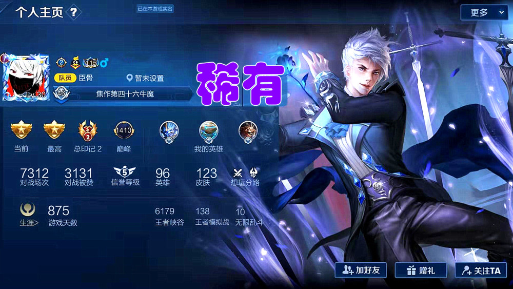 王者荣耀,个人主页,优雅恋人,凤求凰,冰封战神